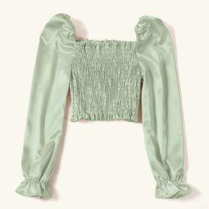 Mint Bell Sleeve Satin Top